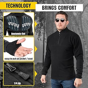 M-Tac Men's Fleece Quarter Zip Pullover - Lightweight